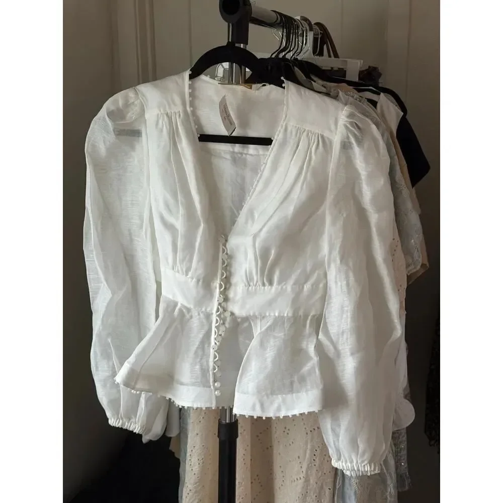 Zimmernann DAWNING V-NECK BEADED BLOUSE AU1/US6/UK10/FR38/ IT 42